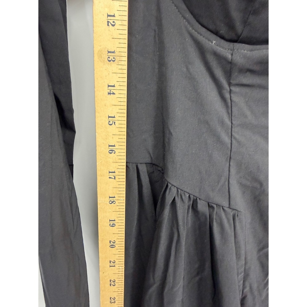 Marthea Bustier Midi Dress Womens L Black Long Sleeve Sweetheart Tie Back - Picture 6 of 9